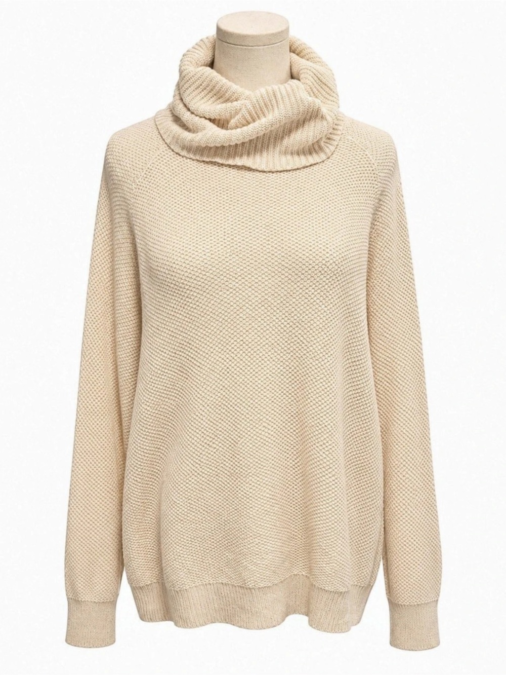 Madewell Eastbrook Turtleneck Cross-Back Sweater in Cotton-Merino Yarn Cream Siz